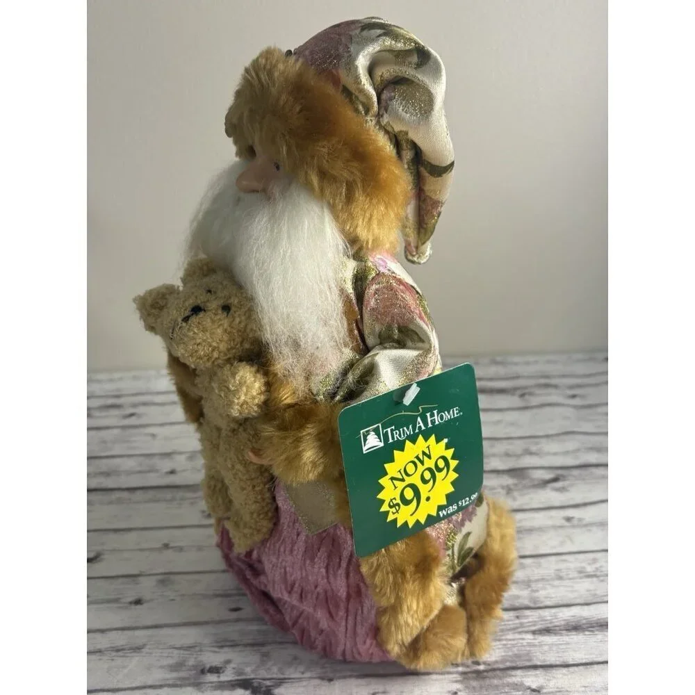 Vintage Kmart Pink Christmas Santa  Holiday Centerpiece/ Tree Topper / Decor 13”